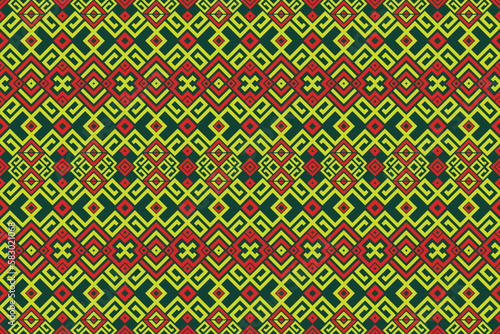Ethnic fabric pattern Designed from geometric shapes Asian style fabric pattern Used for home decoration work