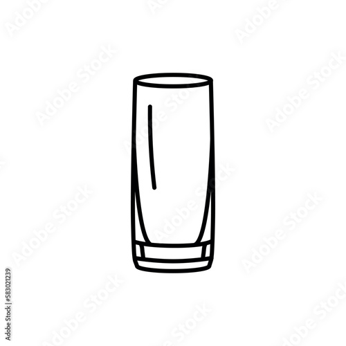 Glass of highball black line icon. Dishware