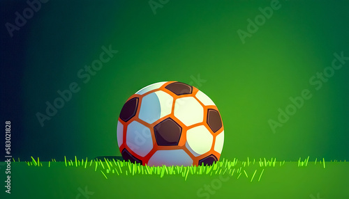 Soccer ball on the grass  generative AI.