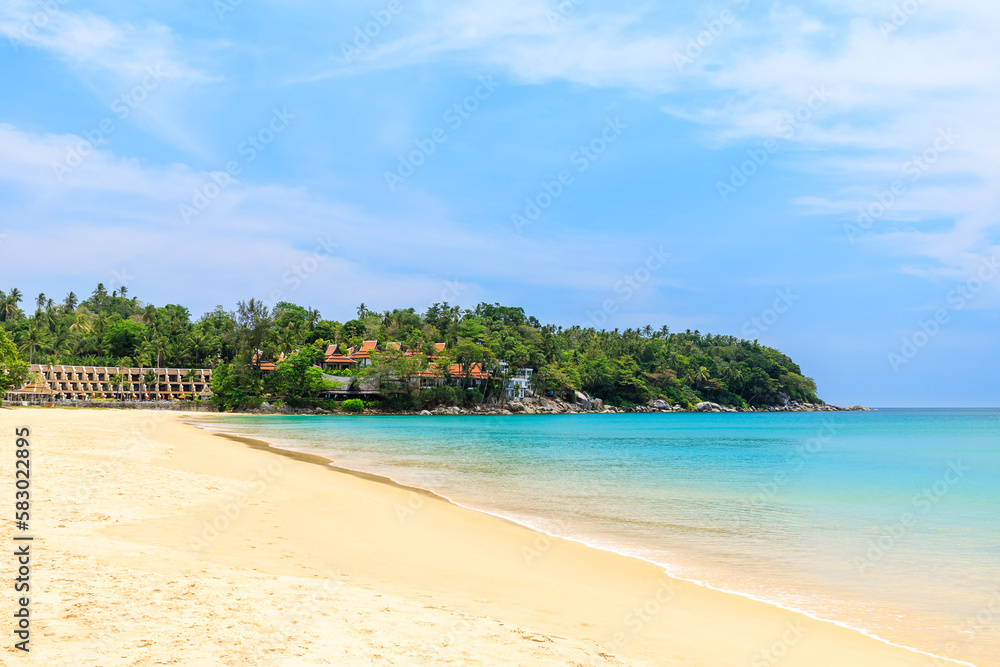 Karon Beach with crystal clear water and wave, famous tourist destination and resort area, Phuket, Thailand