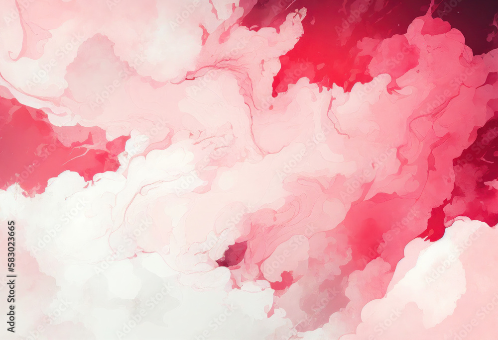 Obraz premium Red Marble Texture Background, Abstract Watercolor Artistic Backdrop, Generative AI
