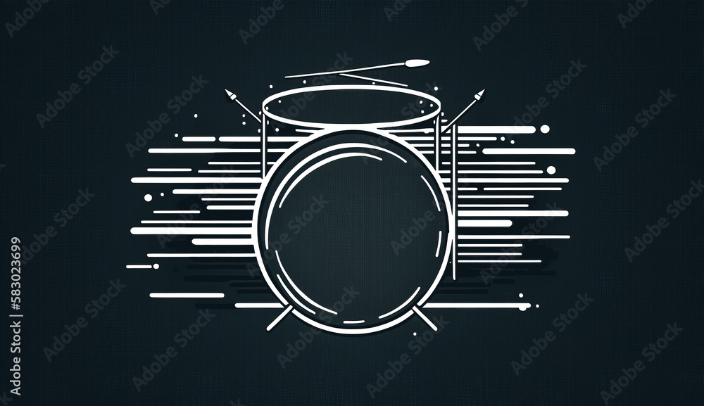 Minimalistic illustration with a drum, generative AI