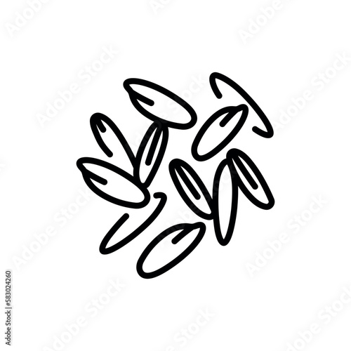 Rice black line icon. Natural organic super food.