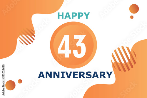 43 years anniversary celebration geometric logo design with orange blue and white color number on white background template 