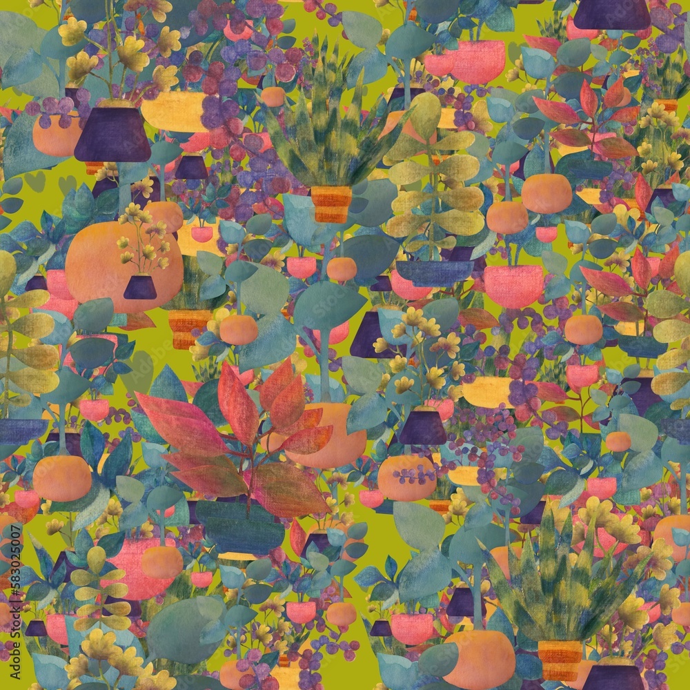 seamless pattern with multicolored flowers. Print for packaging paper and textiles