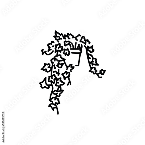 Ivy houseplant black line icon. Indoor decorative plant.