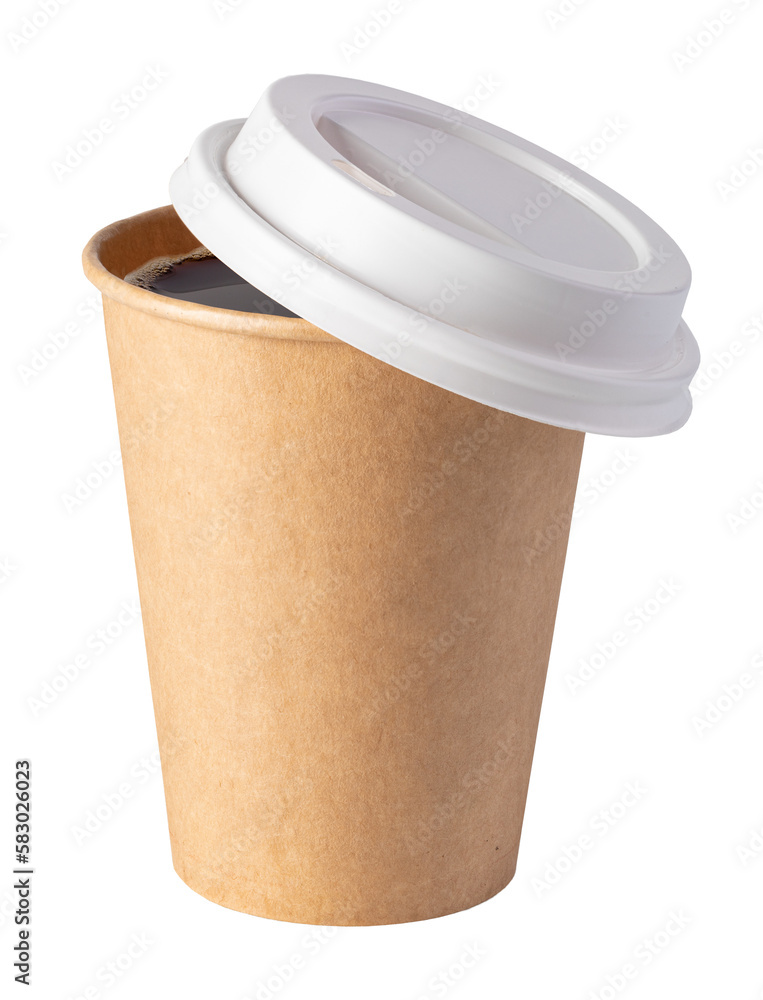 Paper cup of coffee on transparent background. png file Stock Photo ...