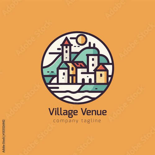 cottage simple logo design template. village logo vector illustration design