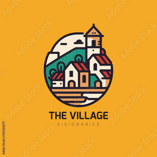 cottage simple logo design template. village logo vector illustration design