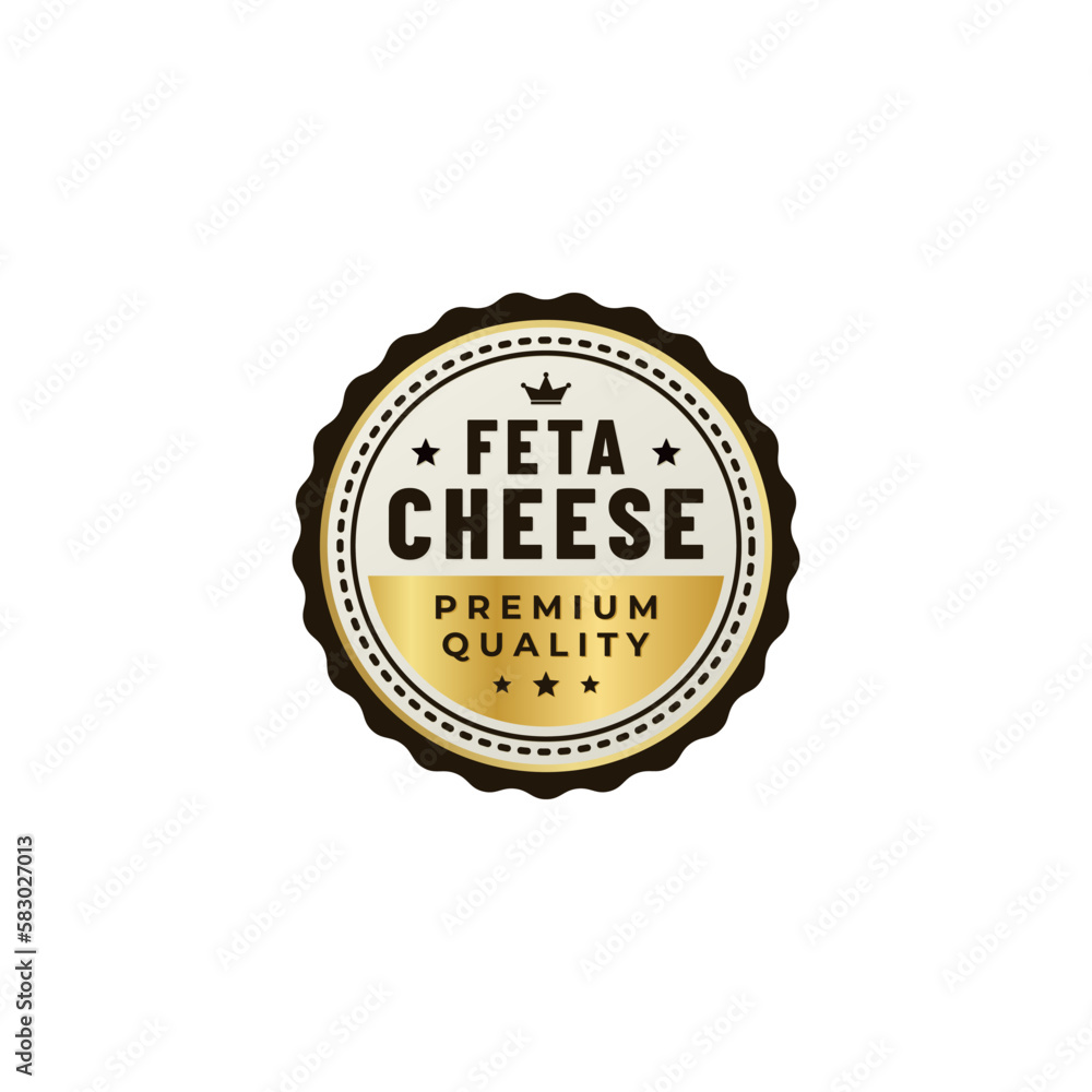 Feta cheese label or Feta cheese Stamp vector isolated in flat style