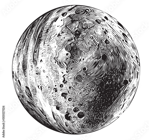 Mercury planet hand drawn sketch Space illustration
