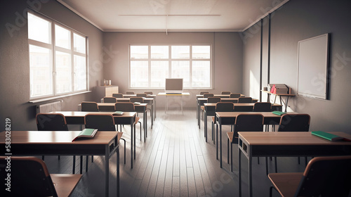 generative ai illustration of empty modern classroom