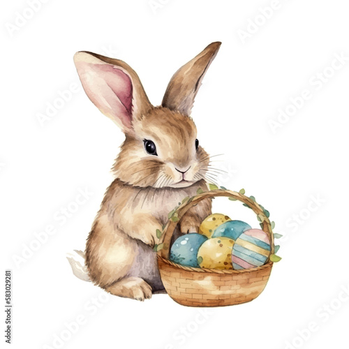 easter bunny, easter egg watercolor vector illustrations for tshirt, sticker, mug, printing, sublimation