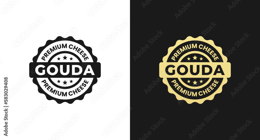 Gouda cheese label or Gouda cheese Stamp vector isolated in flat style