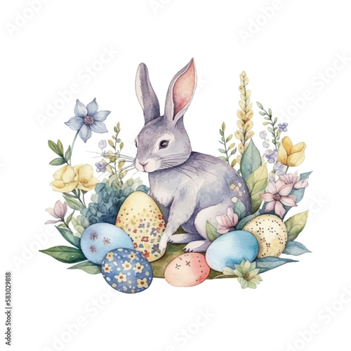 easter bunny, easter egg watercolor vector illustrations for tshirt, sticker, mug, printing, sublimation