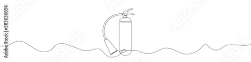Continuous linear drawing of a fire extinguisher. Single line drawing of a fire extinguisher. Vector illustration. Line art of fire extinguisher