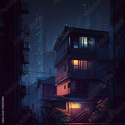 AI-generated illustration of a night scene of the city