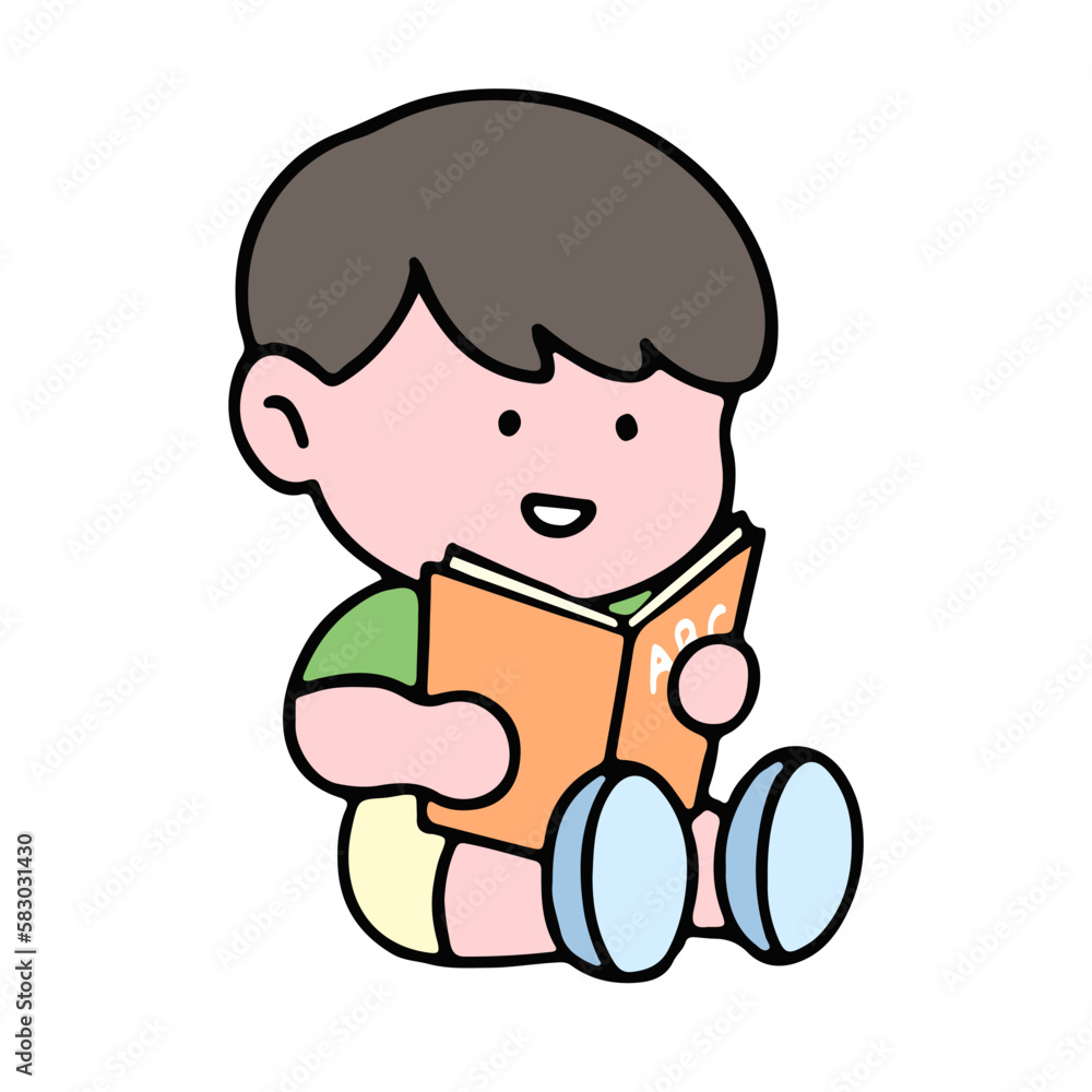 A cute boy character, reading a book, studying and doing homework, isolated on a background, for a back-to-school concept. A cute boy character, reading a book, studying and doing homework, isolated on a background, for a back-to-school concept.