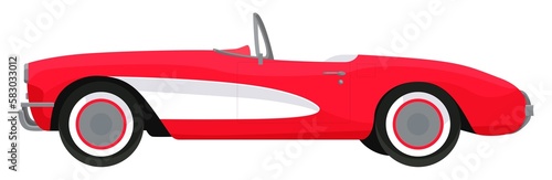 фотографія Red classic corvette car. Side view. Vector illustration