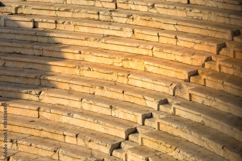 Plovdiv Bulgaria ancient stone steps of the amphitheater at sunset