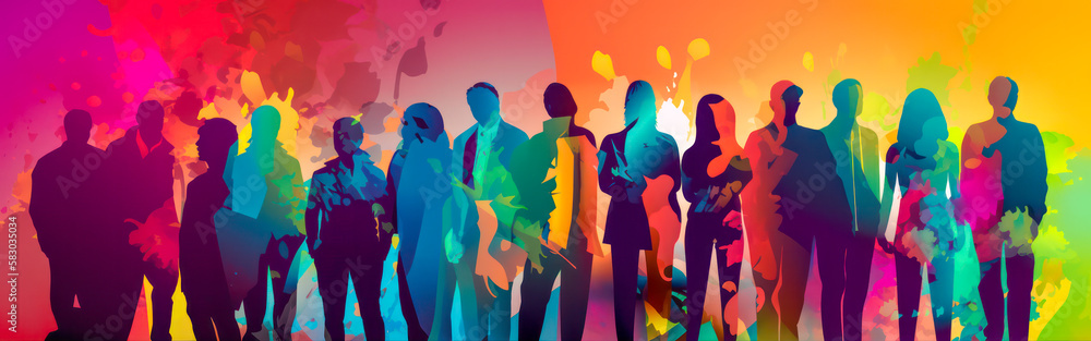 Group of people as background wallpaper. Generative AI.