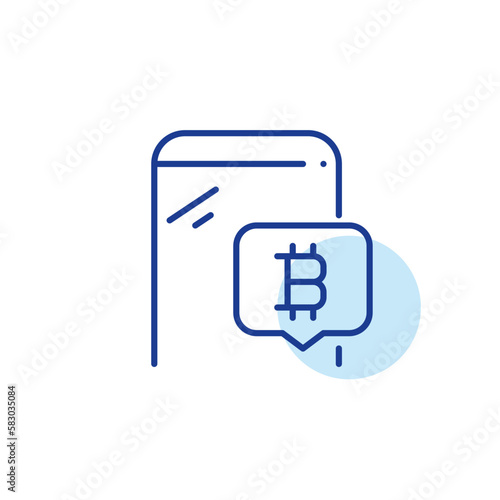 Bitcoin cryptocurrency mobile app. Modern technologically advanced payment method. Pixel perfect, editable stroke icon