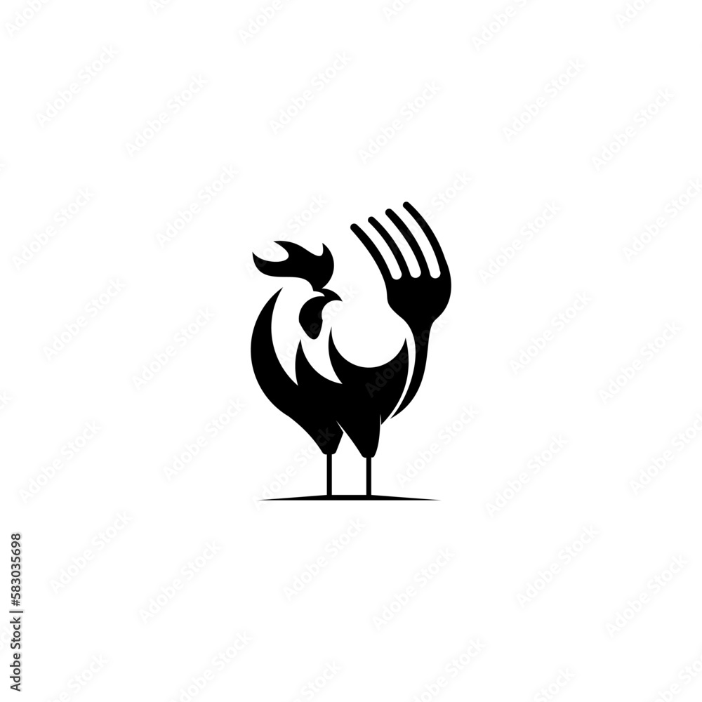 Fototapeta premium chicken, logo design, vector, illustration, icon, silhouette, lineart, monogram, for business 