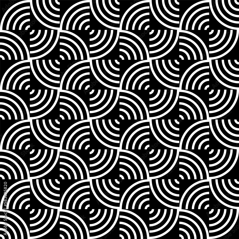 Black and white geometric seamless pattern. Simple regular background.