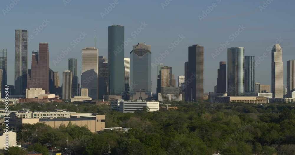 Aerial of downtown Houston, Texas and surrounding landscape Aerial of downtown Houston, Texas and surrounding landscape