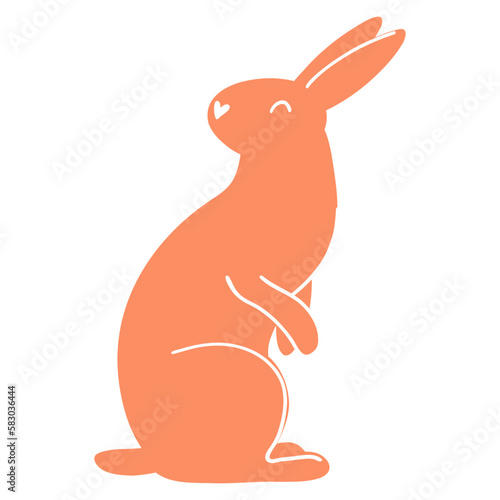Minimalistic easter bunny. Vector illustration of rabbit silhouette, farm animal for card, print, poster, web design