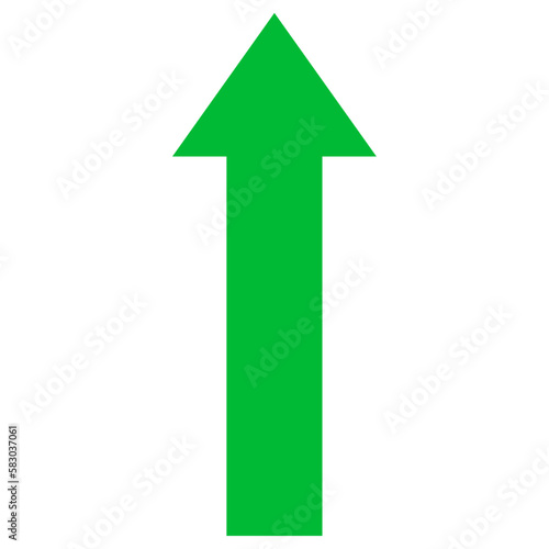 Green bold arrow pointing upwards, suggesting growth, up direction, advancement, guidance and positive trends or progress.