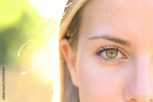 Woman eye looking at camera