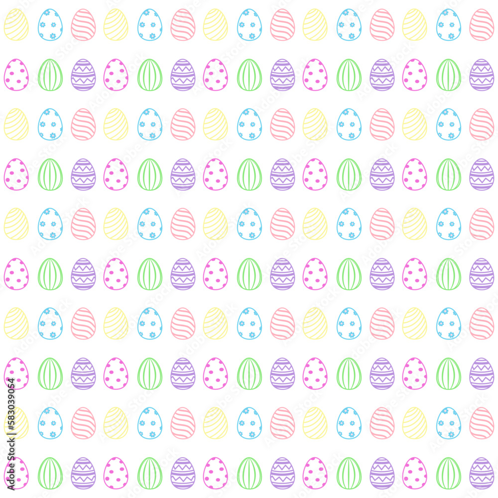 Hand drawn Easter eggs seamless pattern on white background,vector illustration Hand drawn Easter eggs seamless pattern on white background,vector illustration