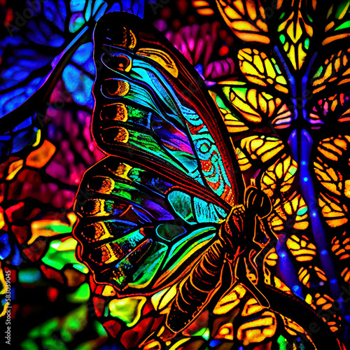 colorful glow butterfly with nice view 
