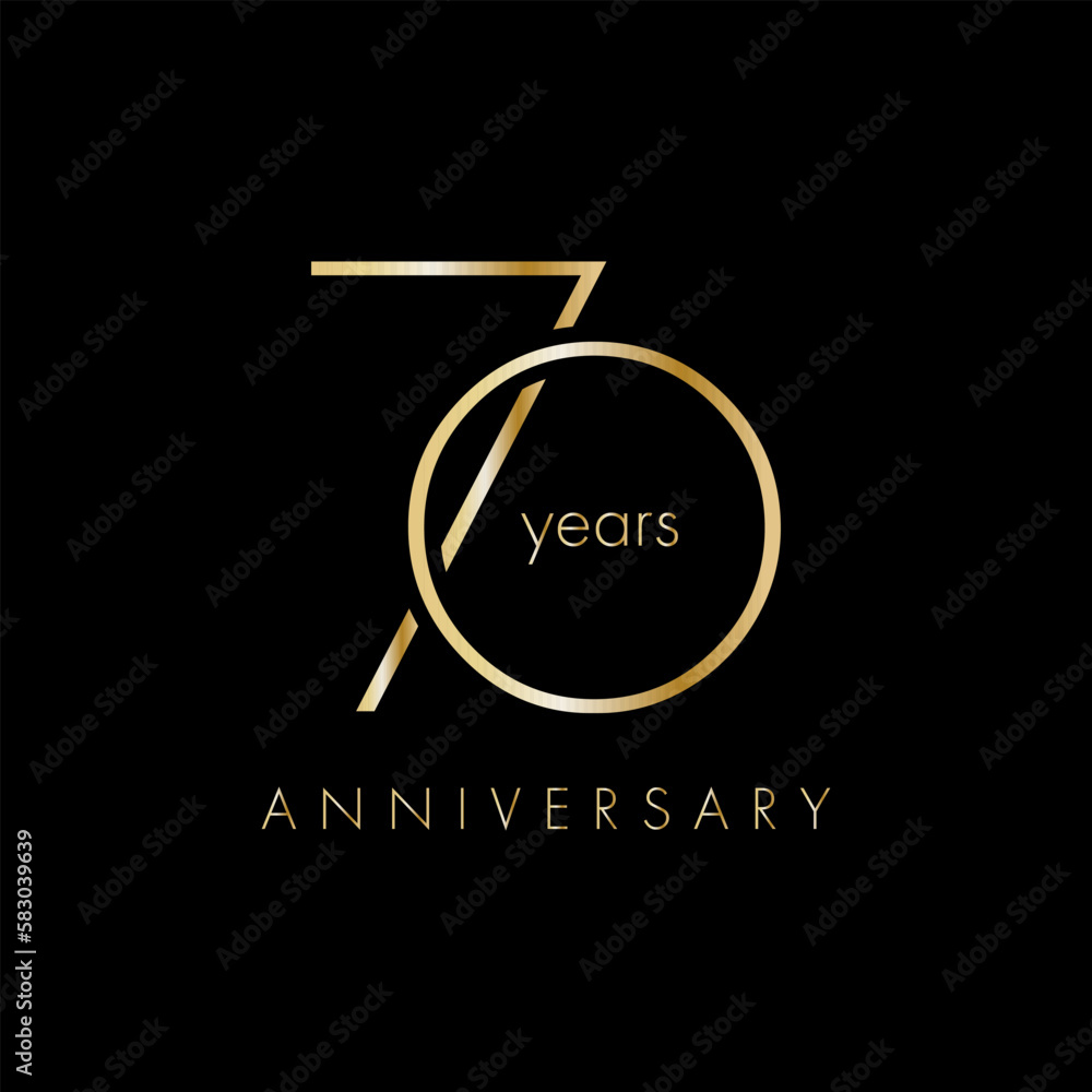 70 Year Anniversary Logo, Golden Color, Vector Template Design element for birthday, invitation, wedding, jubilee and greeting card illustration