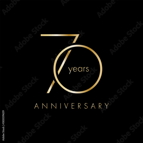 Obraz na płótnie 70 Year Anniversary Logo, Golden Color, Vector Template Design element for birthday, invitation, wedding, jubilee and greeting card illustration w salonie