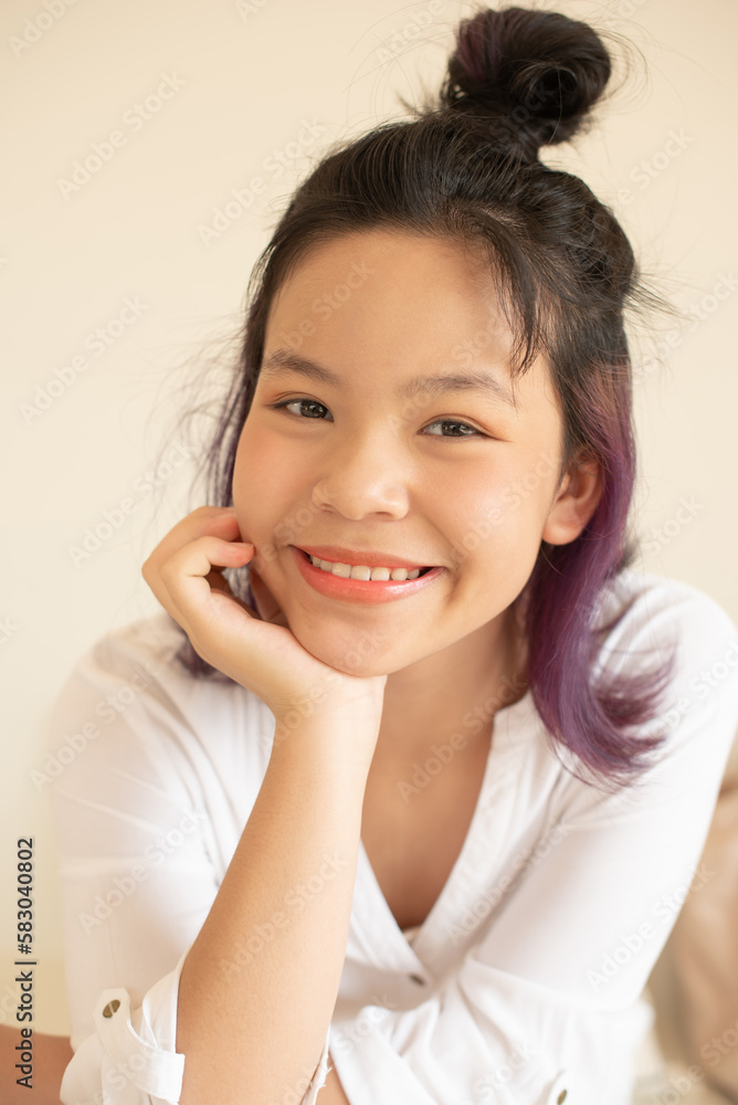 Happy teen girl 11-15 year old. Portrait beautiful woman smiling with perfect smile and white teeth. asian lady girl wear casual cloth with smiling looking at camera. White background. Happy teen girl 11-15 year old. Portrait beautiful woman smiling with perfect smile and white teeth. asian lady girl wear casual cloth with smiling looking at camera. White background.
