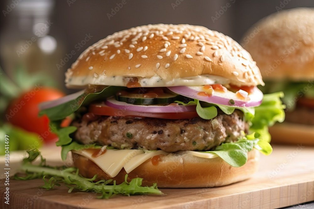 Hamburger, delicious fast food, Beef meal, cheeseburger (Ai generated) Hamburger, delicious fast food, Beef meal, cheeseburger (Ai generated)