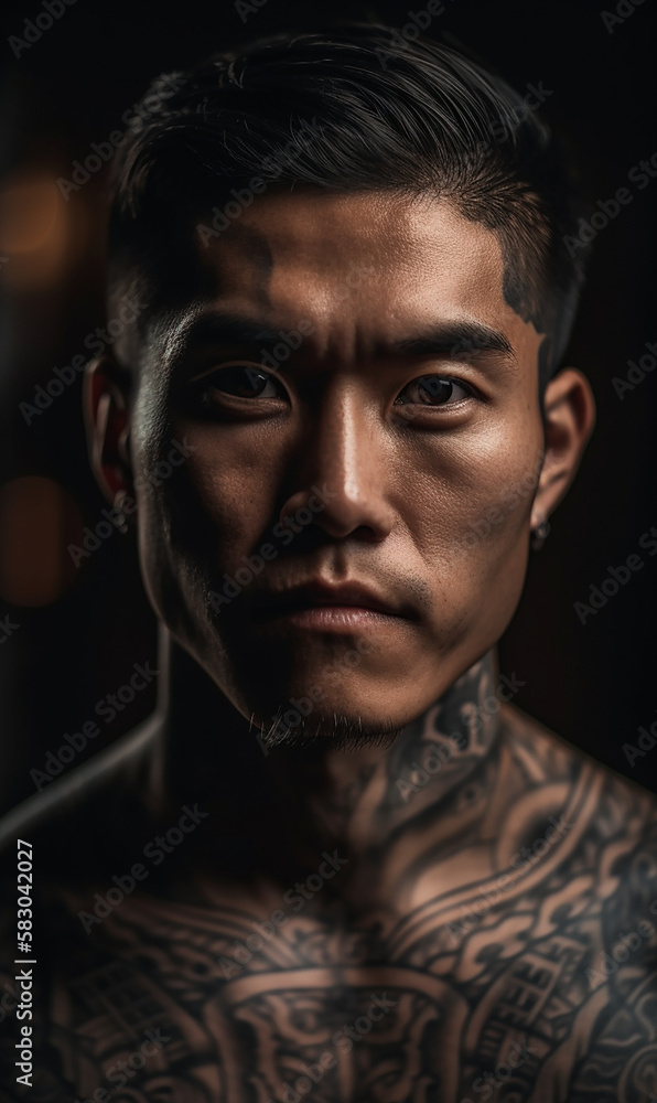 Attractive Asian men with tattoo