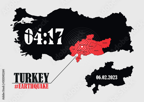 Catastrophe, #earthquake 2023 in Turkey. Solidarity, help, disaster, tragedy in Hatay, Kahramanmarash, Gaziantep, Malatya. Pray with Turkey. Vector illustration.