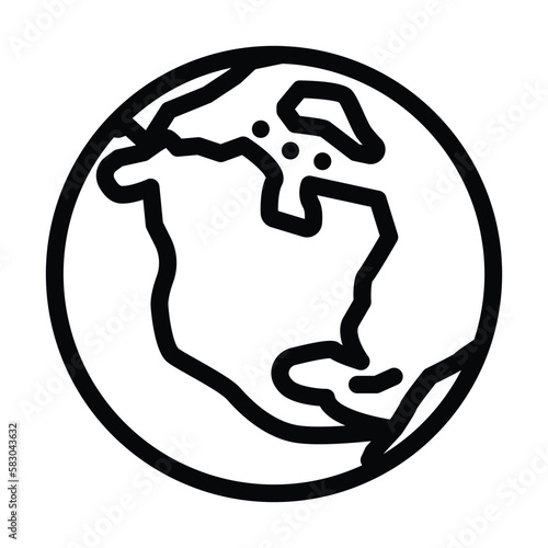 north america earth planet map line icon vector illustration