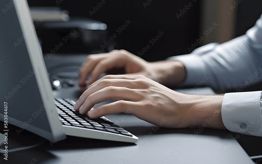 Close up of man typing something using computer while working in the office Close up of man typing something using computer while working in the office
