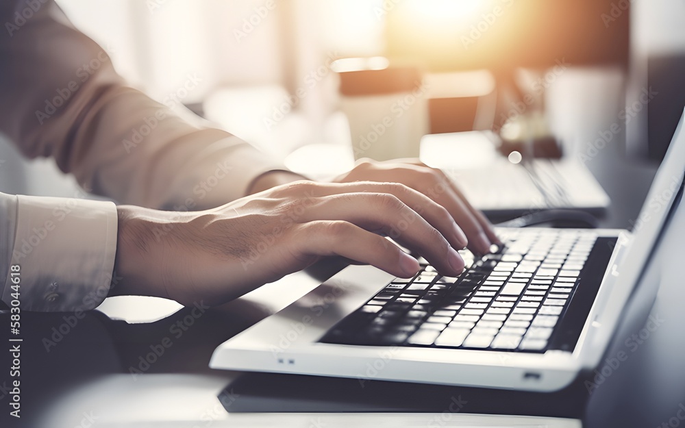 Close up of man typing something using computer while working in the office Close up of man typing something using computer while working in the office