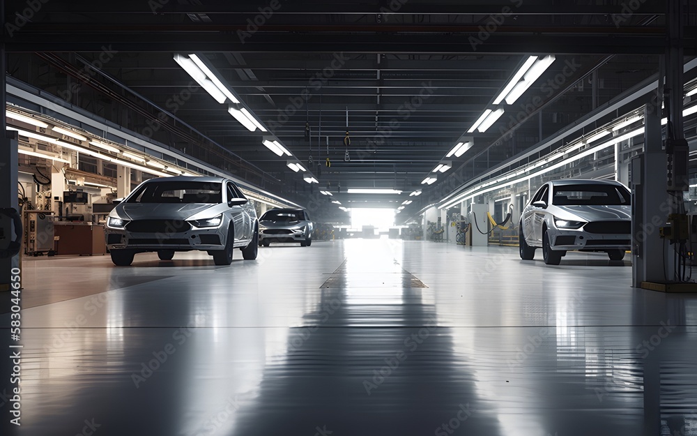 Car production factory inside with copy space Car production factory inside with copy space