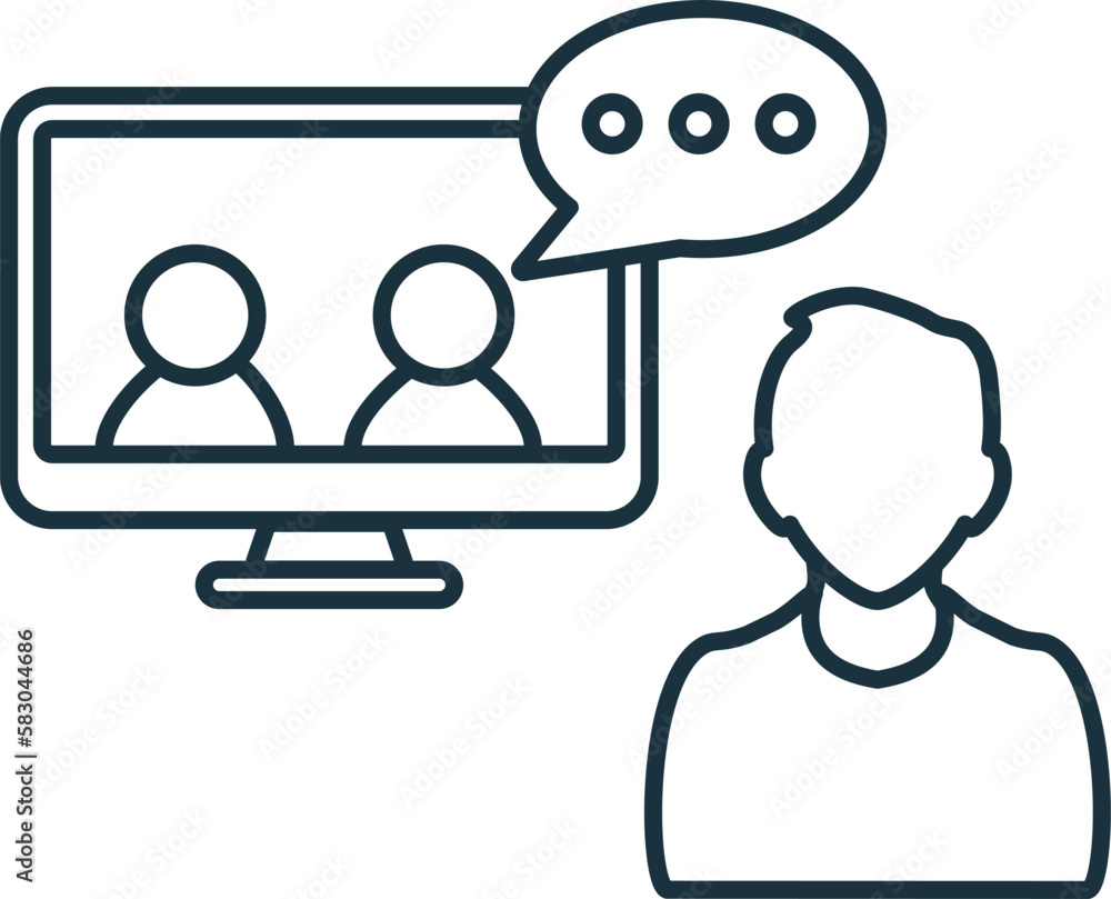 Video Communication line icon. Monochrome simple Video Communication outline icon for templates, web design and infographics Video Communication line icon. Monochrome simple Video Communication outline icon for templates, web design and infographics