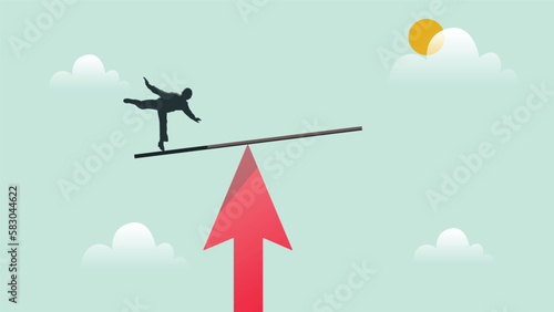 Economic instability, rising prices, economic uncertainty, minimalist vector, editorial illustration, light and shadow