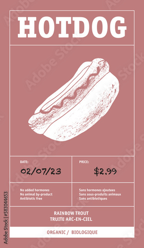 Modern typography banner, hand drawn steak. Meat, hot dog abstract vector packaging labels design set. Color paper background layouts collection Isolated.