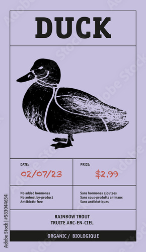 Modern typography banner, hand drawn steak. Meat, duck abstract vector packaging labels design set. Color paper background layouts collection Isolated.