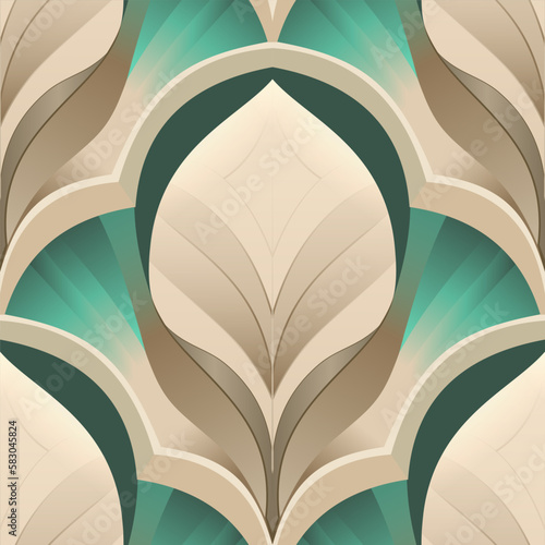 Art deco seamless pattern design with art noveau elements.