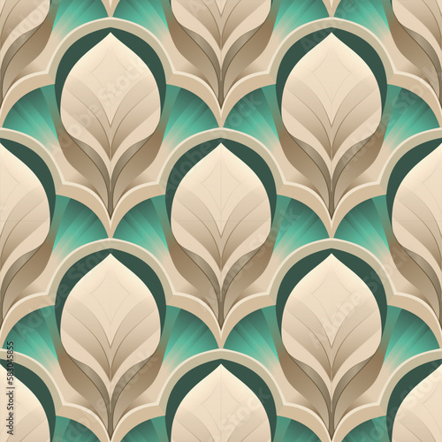 Art deco seamless pattern design with art noveau elements. photo